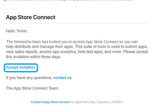 App-Store-Connect-Einladung